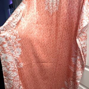 Caftan light orange and white satin